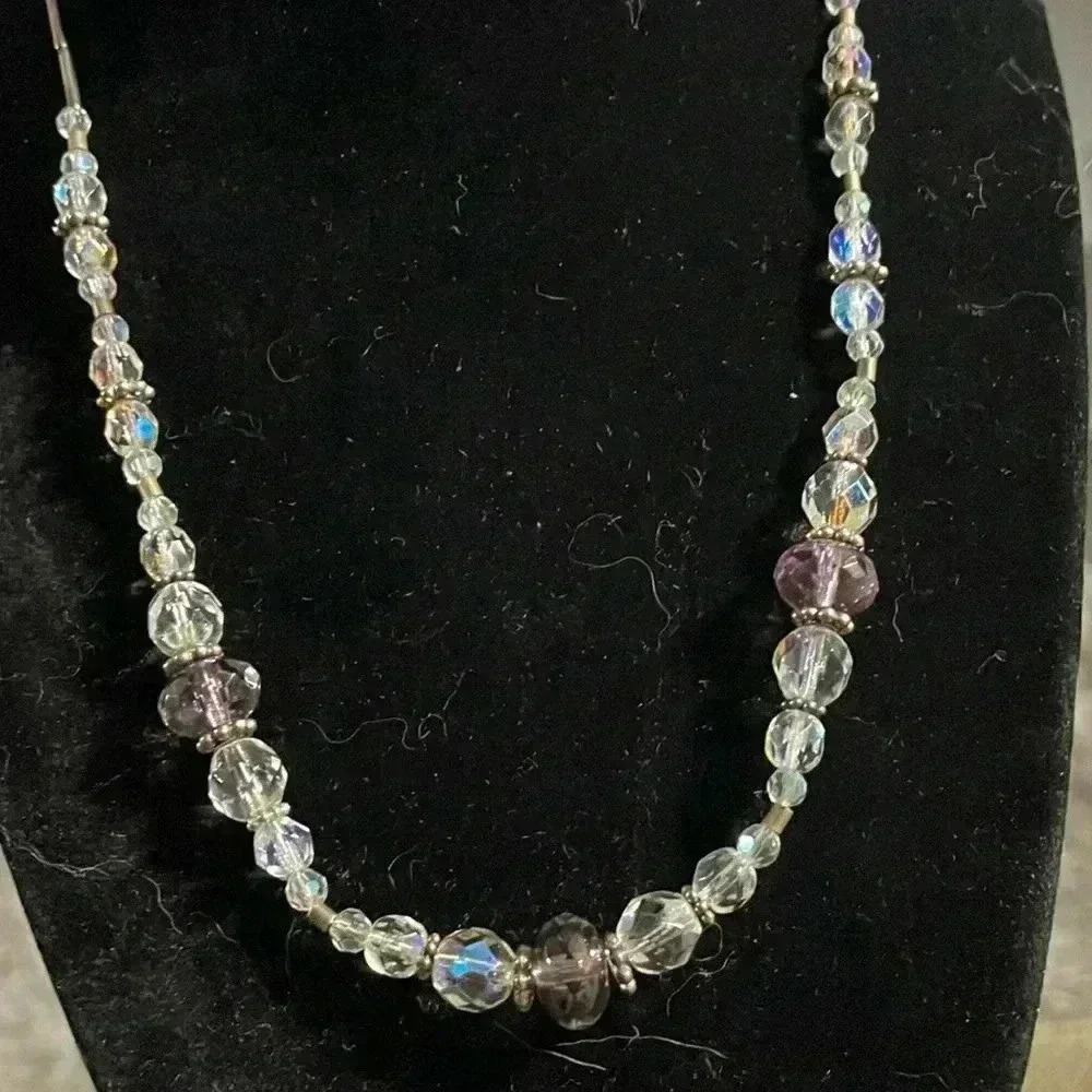 Vintage aurora Borealis crystal necklace